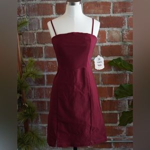 Burgundy A Line Dress